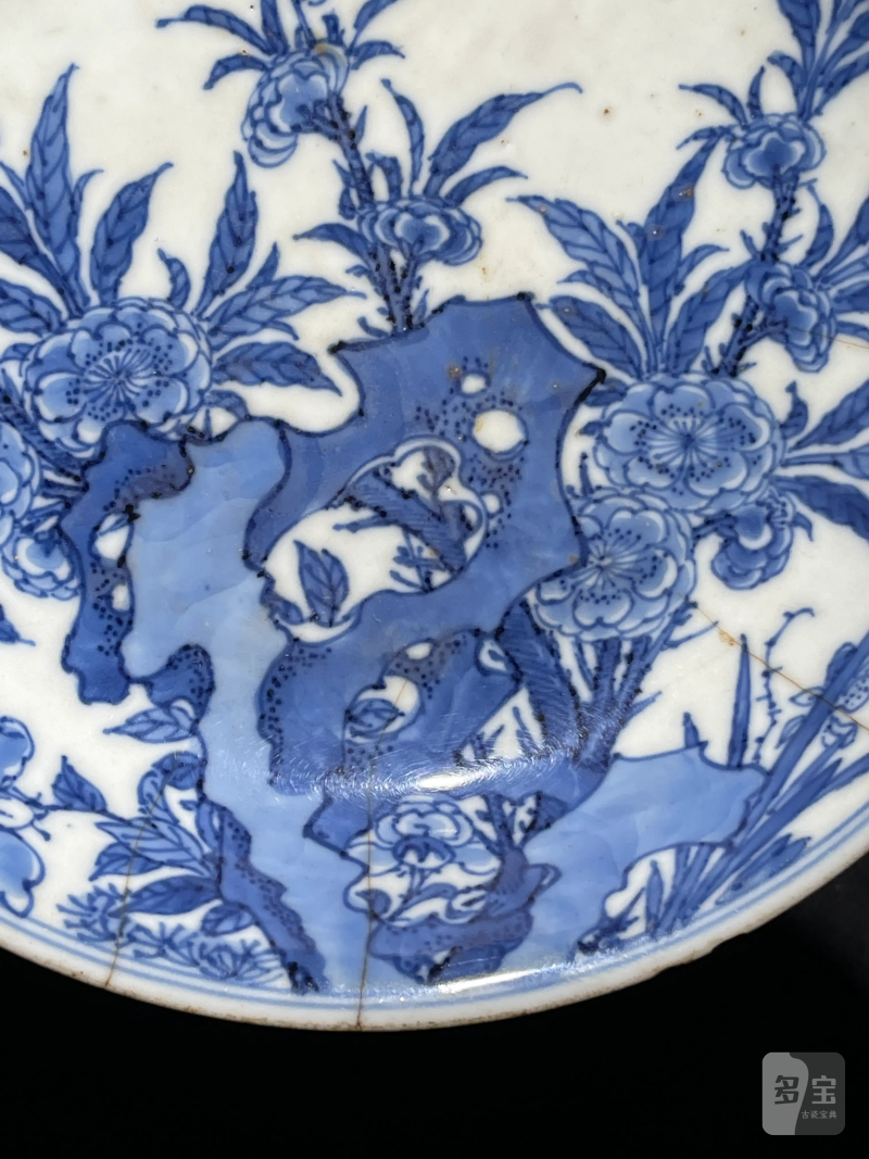 清康熙 青花花鸟纹盘 - 图3
